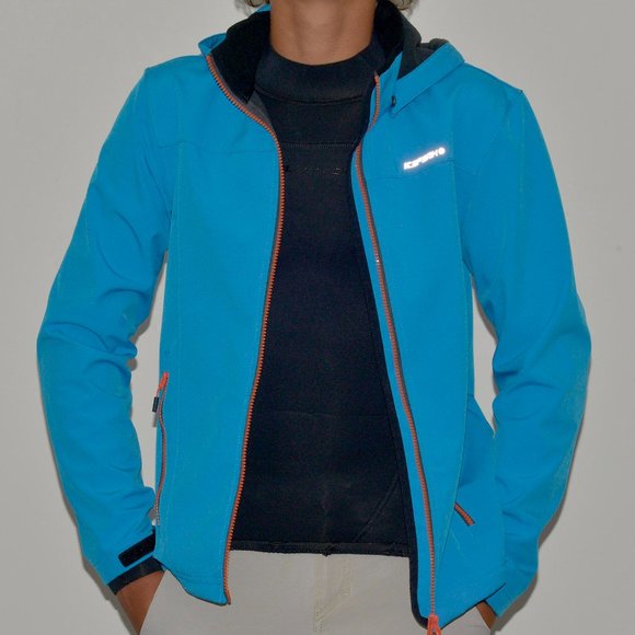 Icepeak Kids Outdoor Jacket Blue/Drk Gray Hooded Full Zip Long Sleeve 13/14